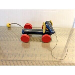BRIO Sweden 30332 Pull Along DACHSHUND Wiener Dog 7" Wooden Toddler Pull Toy